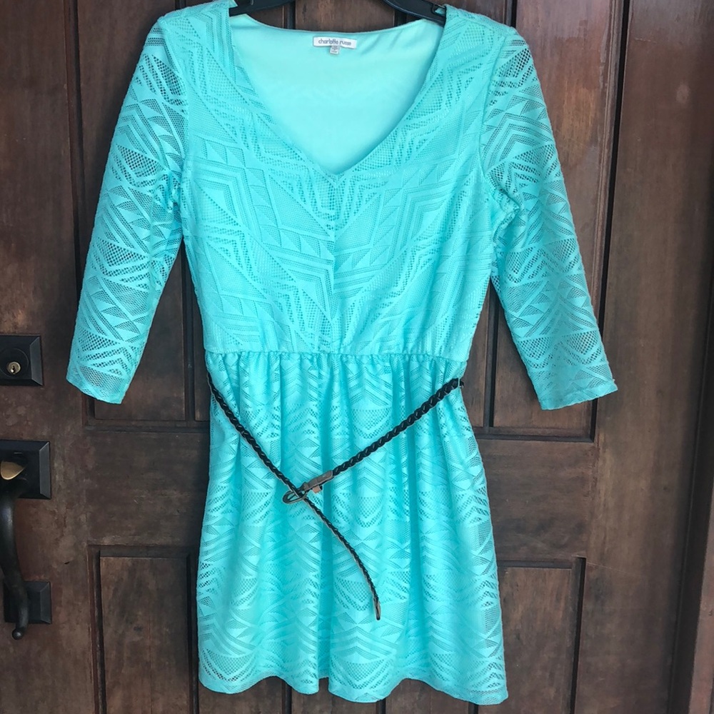 Mint green dress with belt